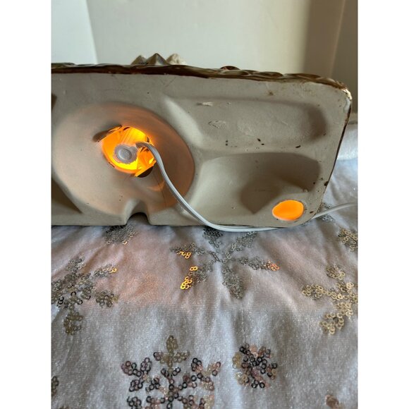 Ceramic Christmas Village Light-Up House With Santa & Snowmen Large Vintage - Picture 7 of 12